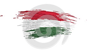 Hungary flag animation. Brush painted hungarian flag on a white background. Brush strokes. Hungary state patriotic national banner