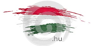 Hungary flag. Brush strokes, grunge. Stripes colors of the hungarian flag on a white background. Vector design national poster,