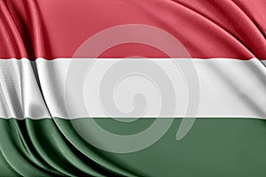 Hungary flag with a glossy silk texture.