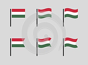 Hungary flag symbols set, national flag icons of Hungary photo