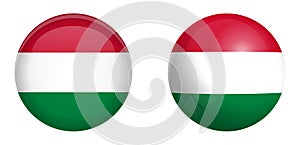 Hungary flag under 3d dome button and on glossy sphere / ball