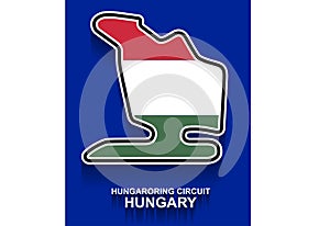 Hungary grand prix race track for Formula 1 or F1 with flag. Detailed racetrack or national circuit