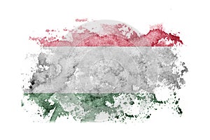 Hungary, Hungarian flag background painted on white paper with watercolor