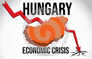 Hungary Map Financial Crisis Economic Collapse Market Crash Global Meltdown Vector