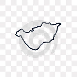 Hungary map vector icon isolated on transparent background, line