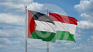 Hungary and Palestine two flags