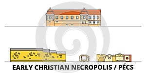 Hungary, Pecs, Early Christian Necropolis flat landmarks vector illustration. Hungary, Pecs, Early Christian Necropolis