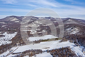 Hungary, Zemplen hills from drone view