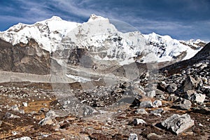 Hungchhi peak and Chumbu peak above Ngozumba glacier