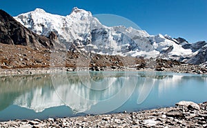 Hungchhi peak and Chumbu peak above Ngozumba glacier