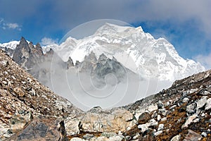 Hungchhi peak and Chumbu peak from Cho Oyu base camp - trek to Everest base camp