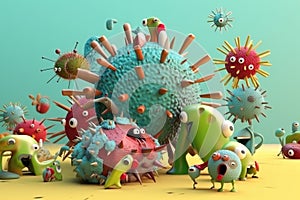 Hungry Bacteria many colors Generative AI