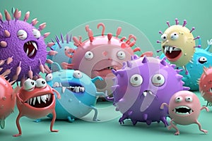 Hungry Bacteria many colors Generative AI