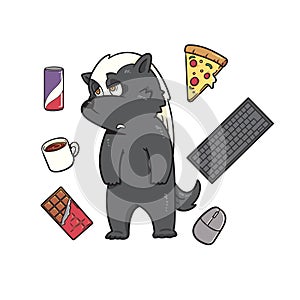 Hungry badger illustration