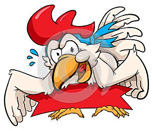 Hungry chicken cartoon character