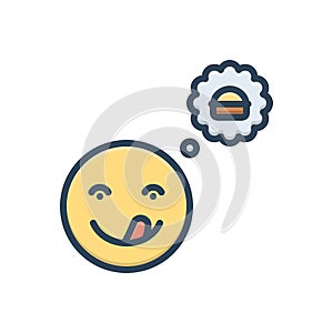 Color illustration icon for Hungry, unfed and tasty photo