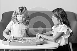 Hungry kids eating pizza. Children preparing to eat fresh pizza.