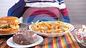 hungry man junk food on table
