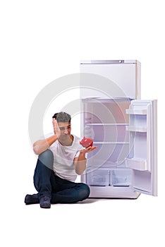 The hungry man looking for money to fill the fridge