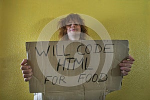 Hungry smiling programmer