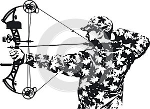 Hunter aiming with compound bow photo