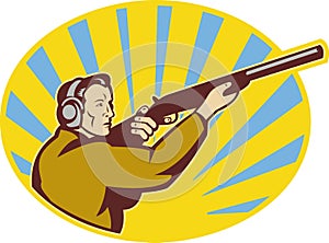 Hunter aiming rifle shotgun