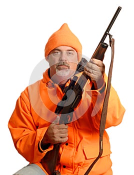 Hunter in blaze orange gear photo