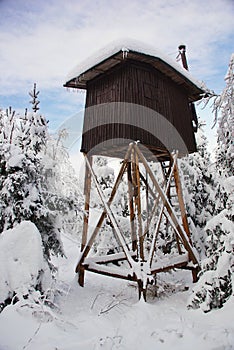Hunter cabin. Shooting Tower