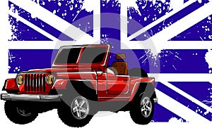 Hunter car jeep vector illustration on white background. digita hand draw design