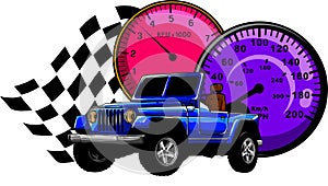 Hunter car jeep vector illustration on white background. digita hand draw design