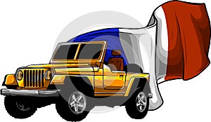 Hunter car jeep vector illustration on white background. digita hand draw design