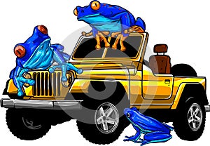 Hunter car jeep vector illustration on white background. digita hand draw design