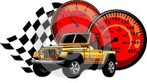 Hunter car jeep vector illustration on white background. digita hand draw design