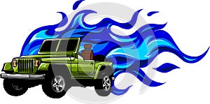 Hunter car jeep vector illustration on white background. digita hand draw design