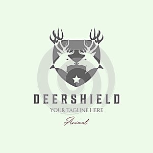 hunter deer head vintage retro minimalist design illustration logo animals photo