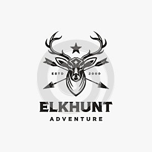 Hunter elk logo vector design on white background