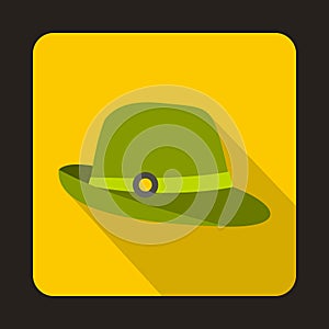 Hunter hat icon, flat style