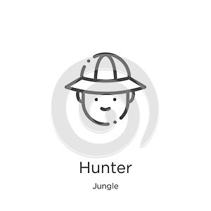 hunter icon vector from jungle collection. Thin line hunter outline icon vector illustration. Outline, thin line hunter icon for