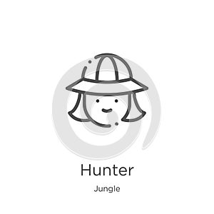hunter icon vector from jungle collection. Thin line hunter outline icon vector illustration. Outline, thin line hunter icon for