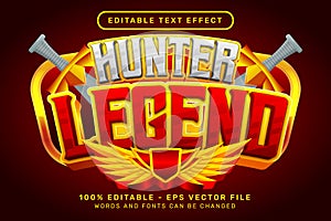 hunter legend text effect and editable text effect with wings illustration