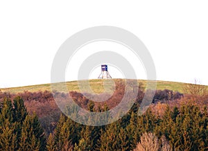 Hunter seat, deer stand on top of hill