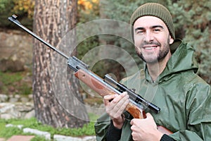 Hunter smiling in the woods