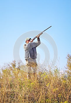 Hunter taking aim at the target.