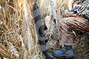 Hunters waiting inside a blind or hide