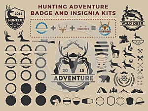 Hunting and adventure badge logo element kits