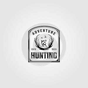 Hunting adventure logo vintage vector illustration design