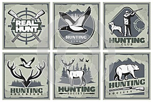 Hunting Adventure Posters Set