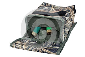 Hunting bag for reset cartridges, isolated photo
