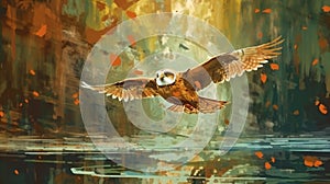 Hunting barn owl in flight wildlife scene from wild, animals, birds