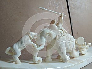 Hunting bone elephant and Tiger